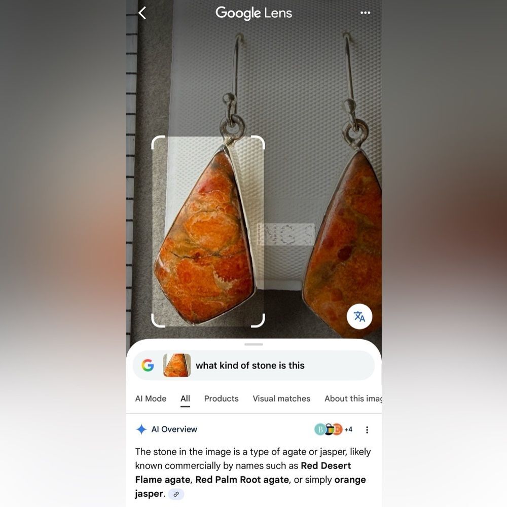 925 Sterling Silver Orange Stone Drop Earrings - Picture 7 of 7